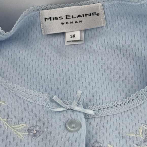 NWT MISS ELAINE WOMAN 3X LOUNGEWEAR/SLEEPWEAR/PAJAMA BLUE CUDDLEKNIT POPOVER - Picture 9 of 17